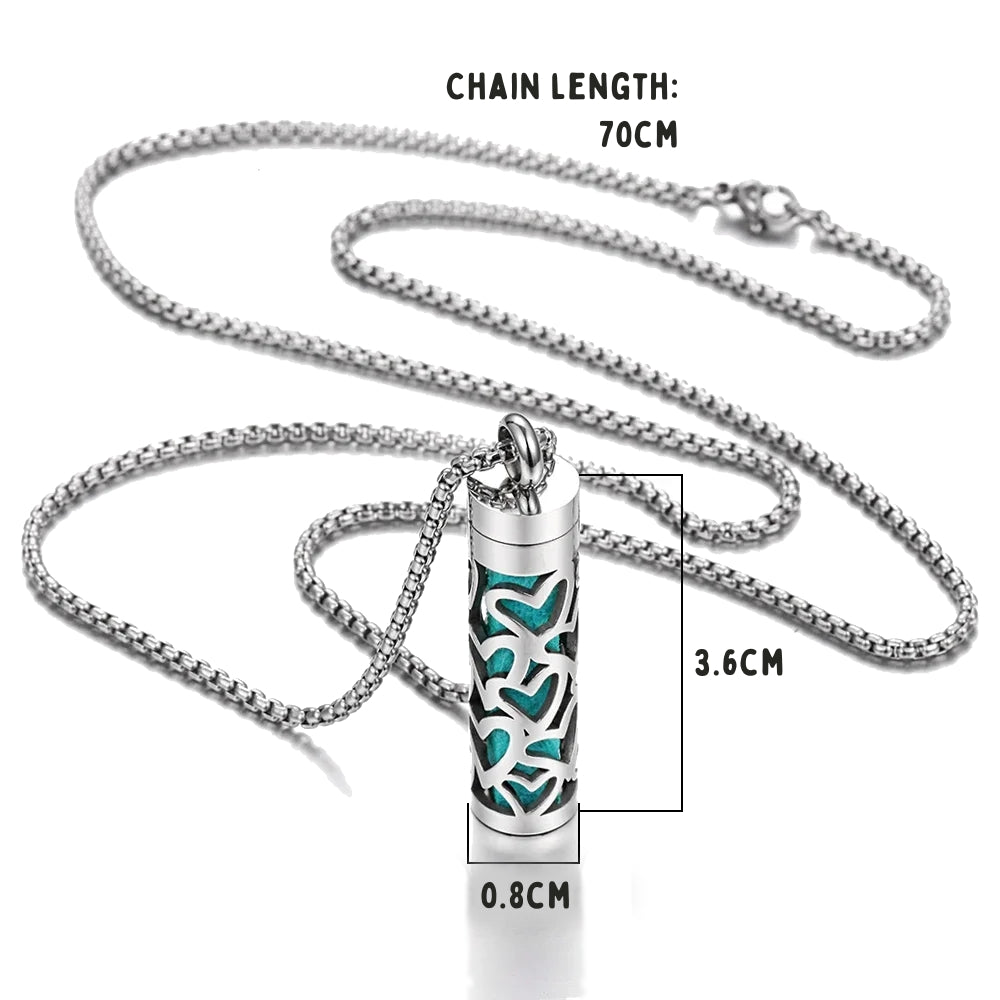 Stainless Steel Aromatherapy Cylinder Necklace