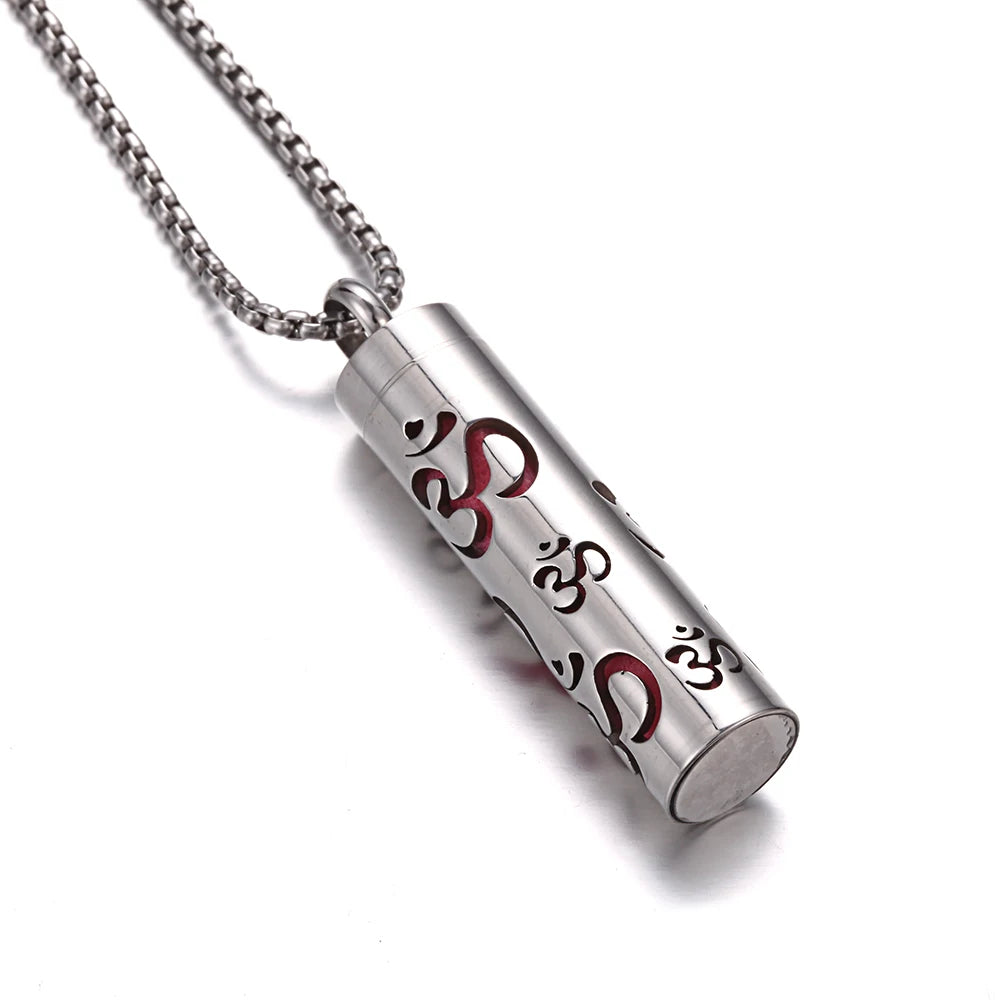 Stainless Steel Aromatherapy Cylinder Necklace