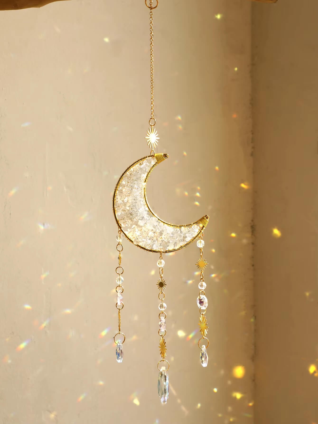 crystal ornament golden moon 