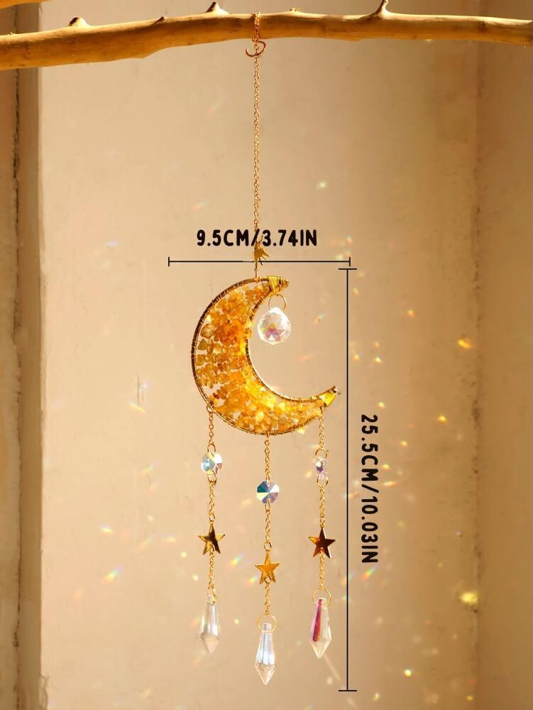 golden moon suncatcher with crystals