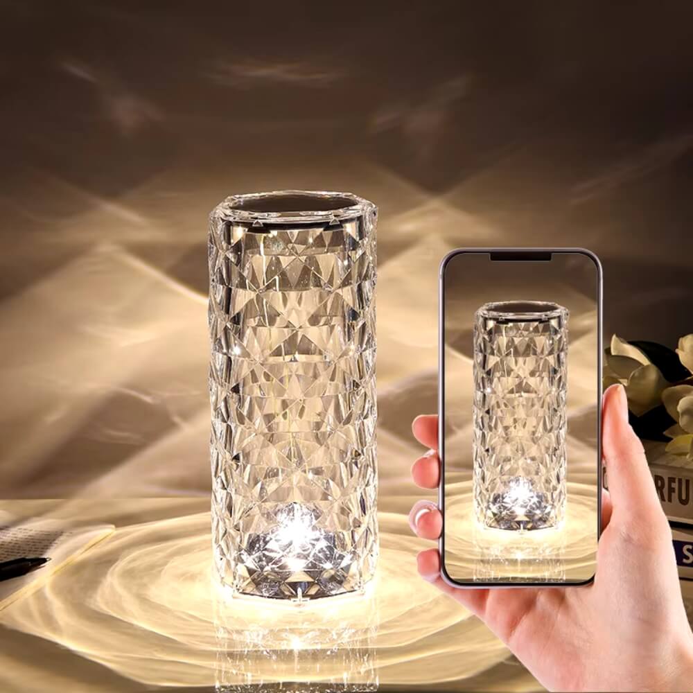 led night light crystal rose lamp