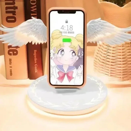 magic base wireless charger with angel wings