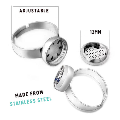 Stainless Steel Aromatherapy Tree Of Life Ring